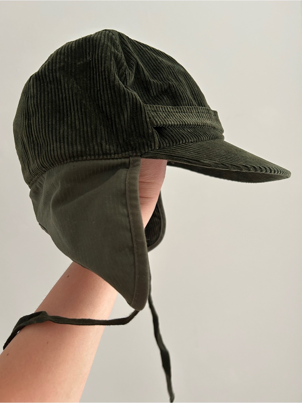 Ralph Lauren Olive Corduroy Earflap Cap